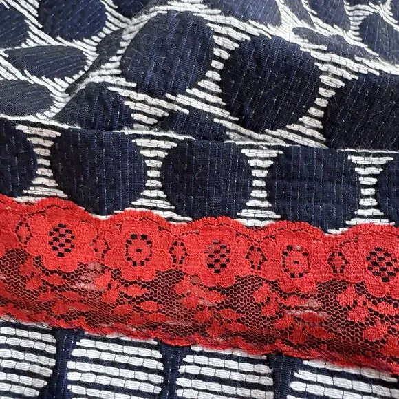 Kate Spade Bubble Skirt Sz 4 Navy Blue & White Lace Lined The Rules With Pockets - Picture 10 of 16